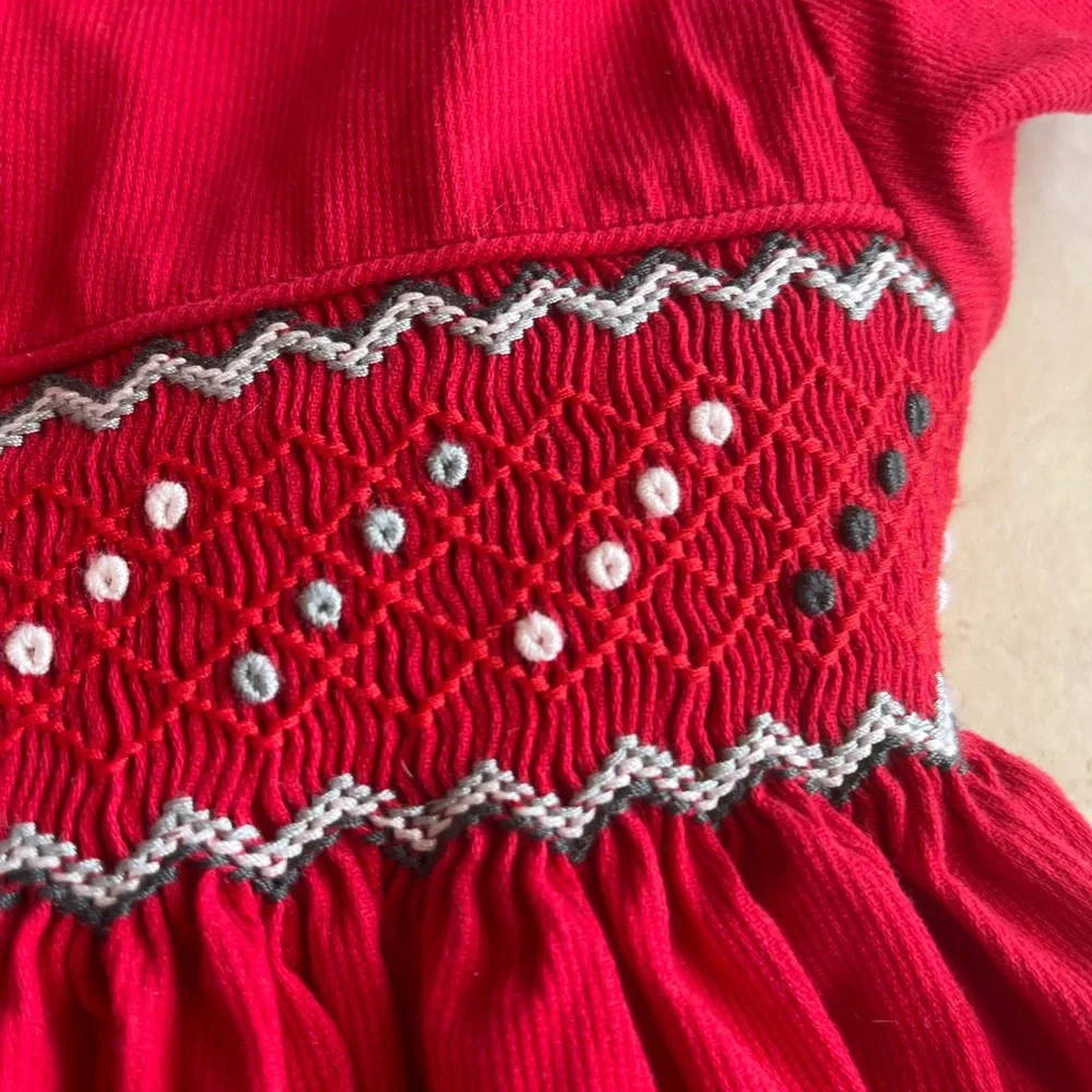 Edgehill Collection Red Girls Smocked Holiday Dress